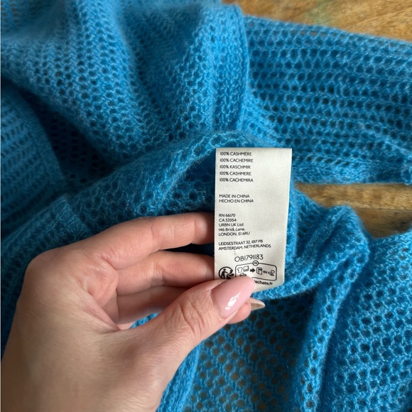 Free People Cashmere Loose Knit Pullover Blue Oversized Sheer – S - Picture 9 of 10